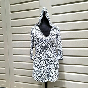 Pacific Beach Sundress Coverup Black White Zebra H